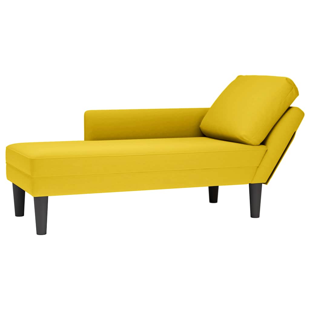 Chaiselongue mit Kissen und Rechter Armlehne Gelb Samt