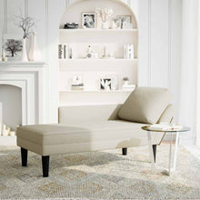Chaiselongue mit Kissen und Rechter Armlehne Creme Samt