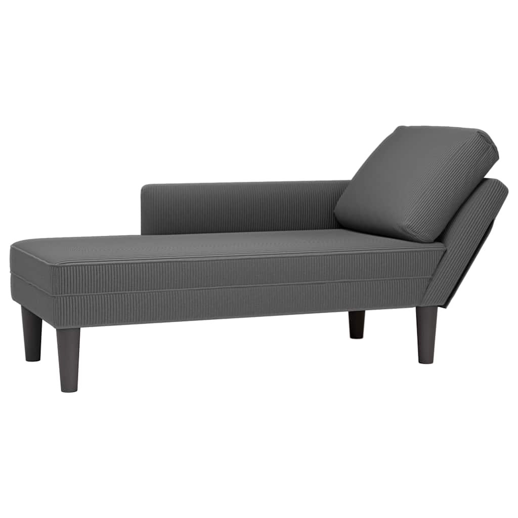 Chaiselongue mit Kissen Dunkelgrau Cordstoff