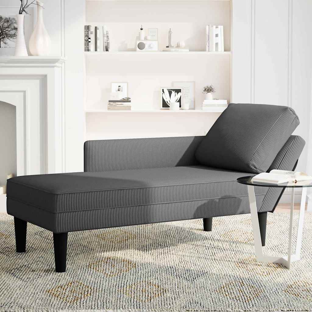 Chaiselongue mit Kissen Dunkelgrau Cordstoff