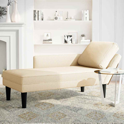 Chaiselongue mit Kissen Creme Cordstoff