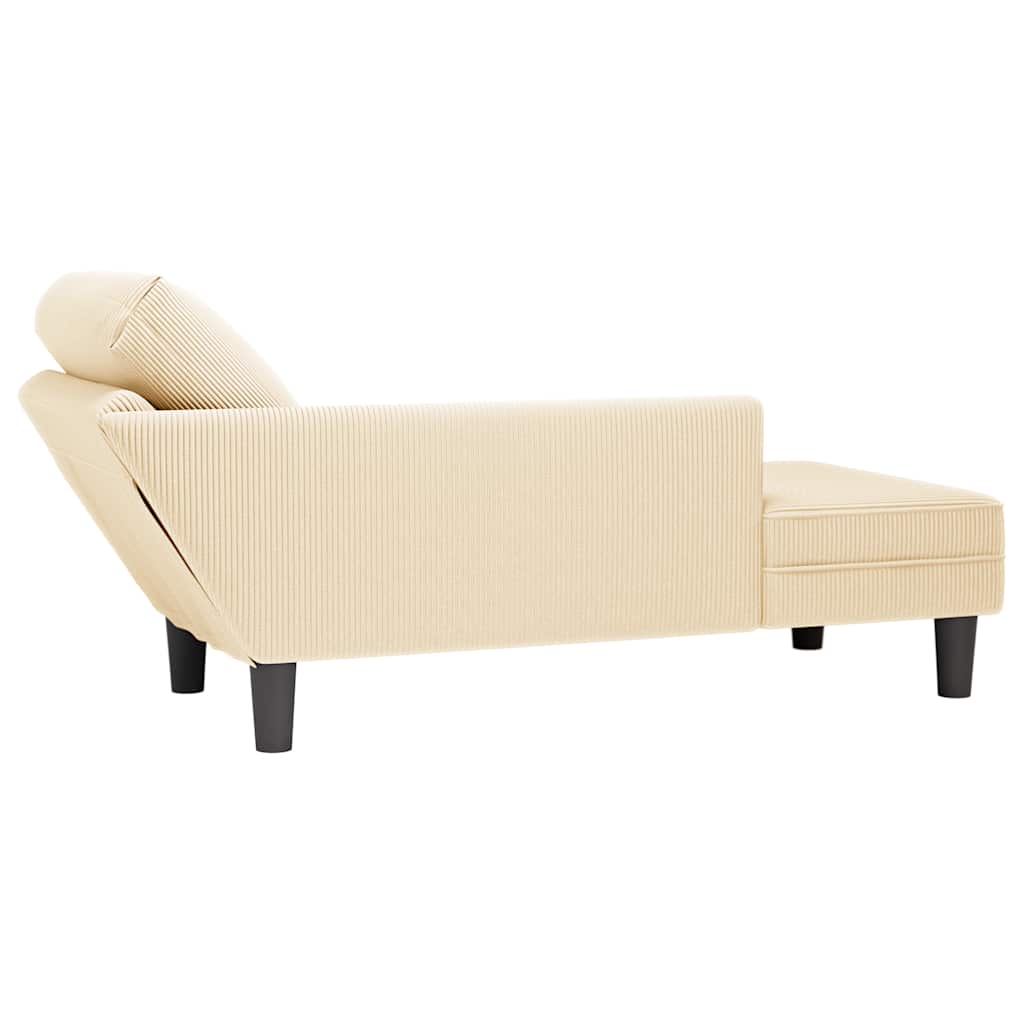 Chaiselongue mit Kissen Creme Cordstoff