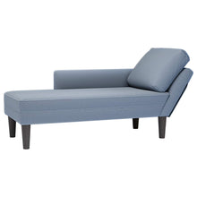 Chaiselongue mit Kissen Blau Cordstoff