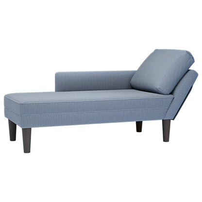 Chaiselongue mit Kissen Blau Cordstoff