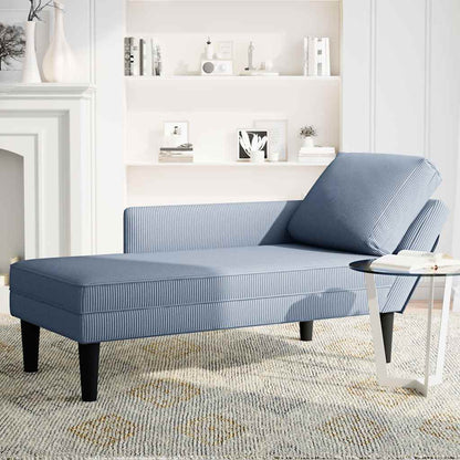 Chaiselongue mit Kissen Blau Cordstoff