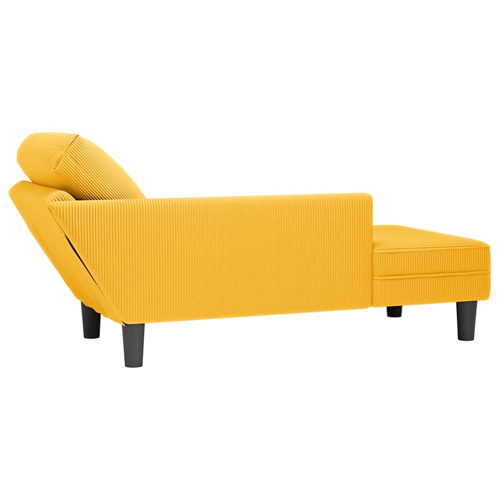 Chaiselongue mit Kissen Hellgelb Cordstoff