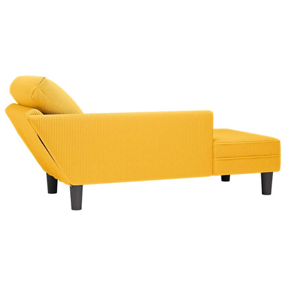 Chaiselongue mit Kissen Hellgelb Cordstoff