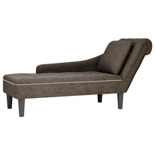 Chaiselongue mit Kissen & Rechter Armlehne Grau Kunstleder