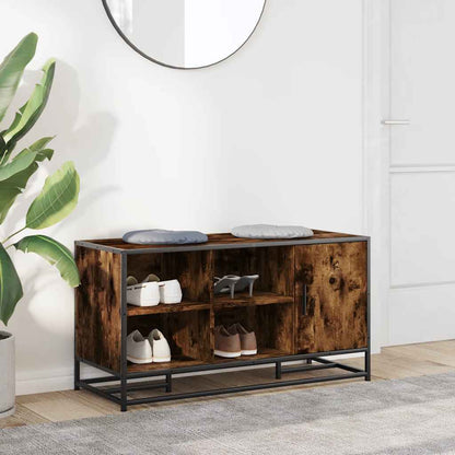 Schuhbank Räuchereiche 100x40x53,5 cm Holzwerkstoff und Metall