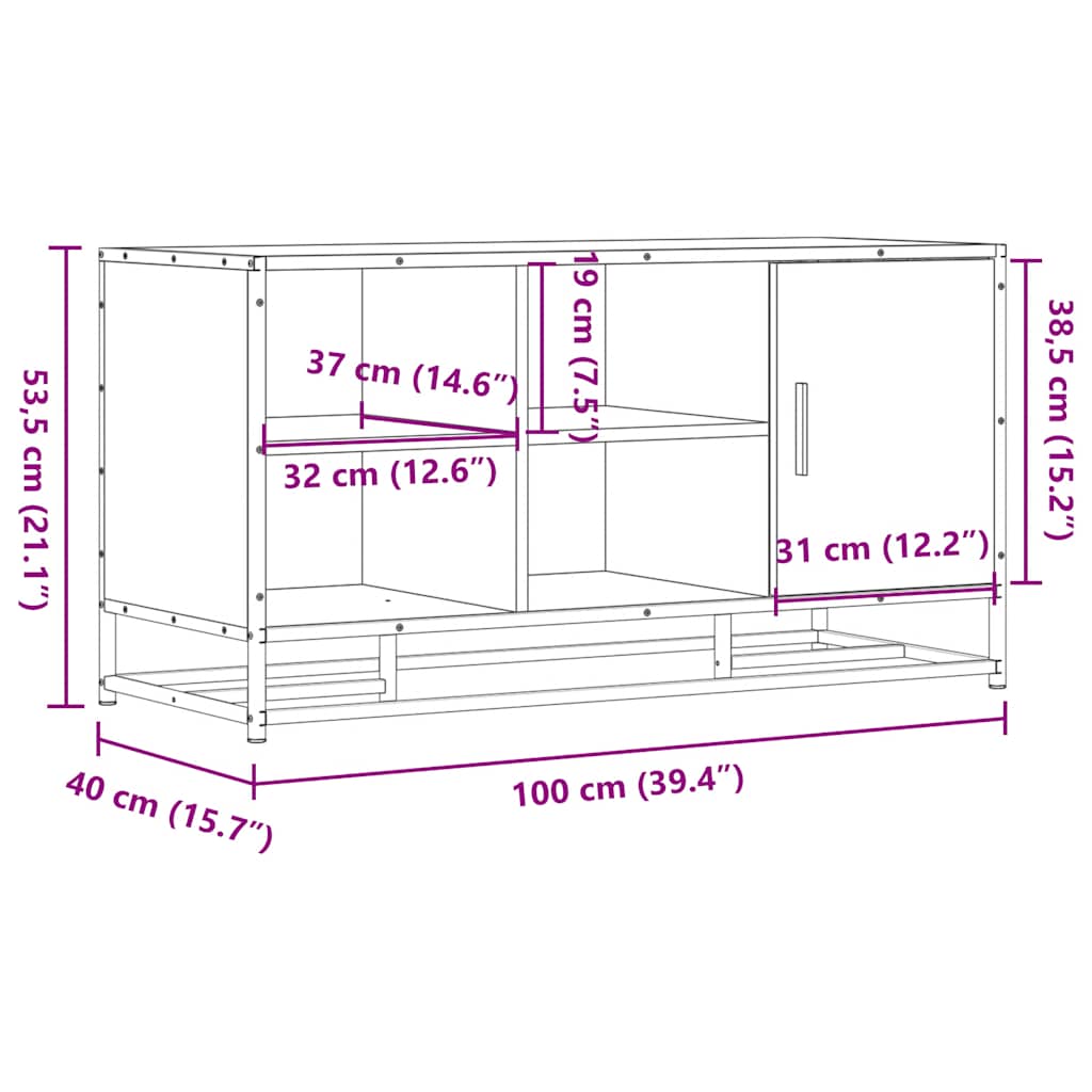 Schuhbank Räuchereiche 100x40x53,5 cm Holzwerkstoff und Metall
