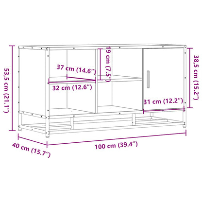 Schuhbank Grau Sonoma 100x40x53,5 cm Holzwerkstoff und Metall