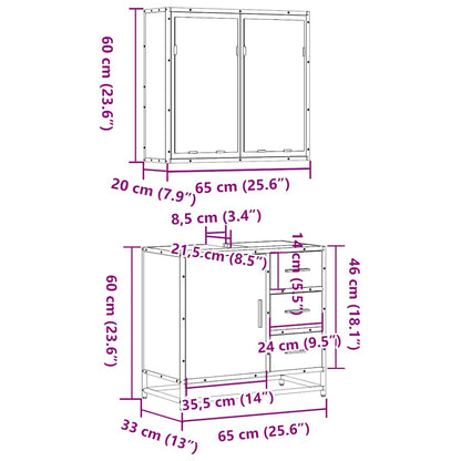 2-tlg. Badmöbel-Set Räuchereiche Holzwerkstoff
