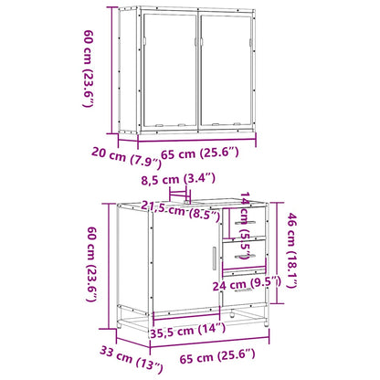 2-tlg. Badmöbel-Set Braun Eichen-Optik Holzwerkstoff