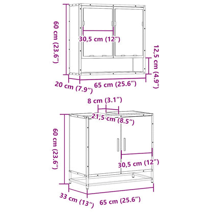 2-tlg. Badmöbel-Set Braun Eichen-Optik Holzwerkstoff
