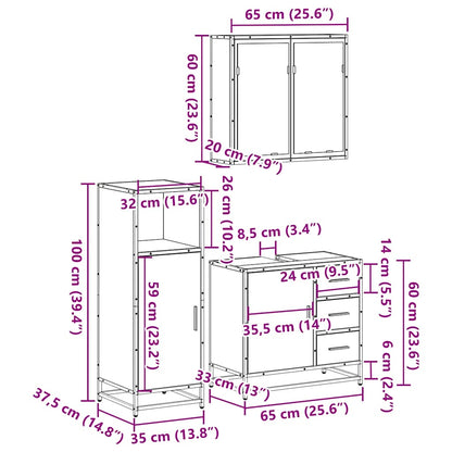 3-tlg. Badmöbel-Set Sonoma-Eiche Holzwerkstoff