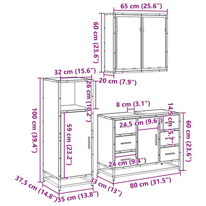 3-tlg. Badmöbel-Set Sonoma-Eiche Holzwerkstoff