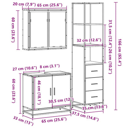 3-tlg. Badmöbel-Set Räuchereiche Holzwerkstoff