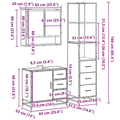3-tlg. Badmöbel-Set Sonoma-Eiche Holzwerkstoff