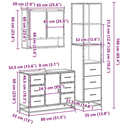 3-tlg. Badmöbel-Set Sonoma-Eiche Holzwerkstoff
