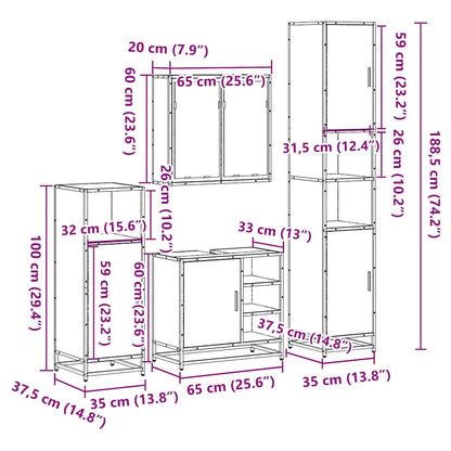 4-tlg. Badmöbel-Set Räuchereiche Holzwerkstoff