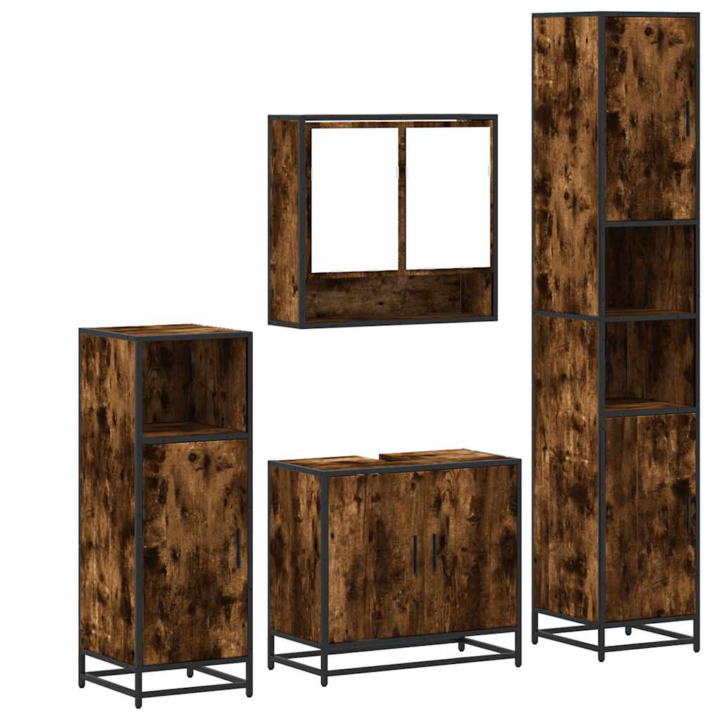 4-tlg. Badmöbel-Set Räuchereiche Holzwerkstoff
