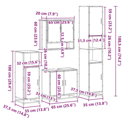 4-tlg. Badmöbel-Set Räuchereiche Holzwerkstoff