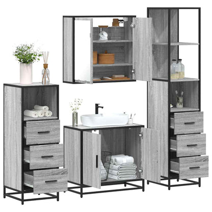4-tlg. Badmöbel-Set Grau Sonoma Holzwerkstoff