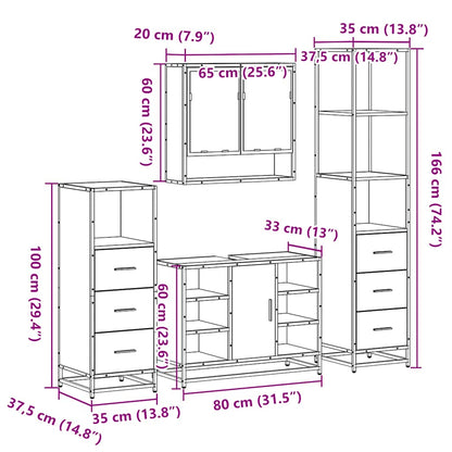 4-tlg. Badmöbel-Set Sonoma-Eiche Holzwerkstoff