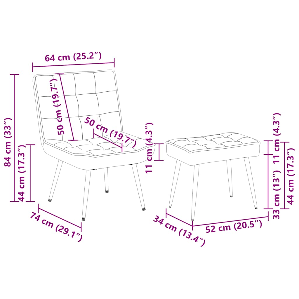 Relaxsessel mit Hocker Dunkelgrau Samt