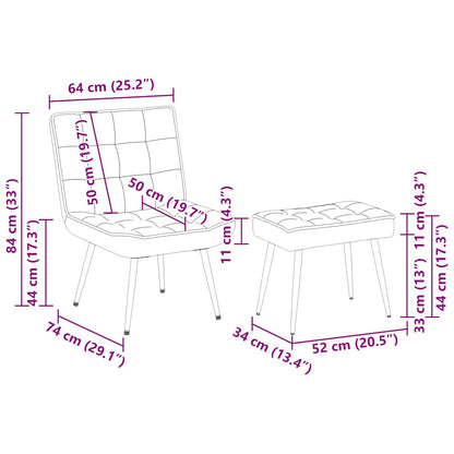 Relaxsessel mit Hocker Dunkelgrau Samt