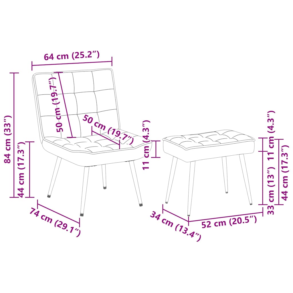 Relaxsessel mit Hocker Gelb Samt