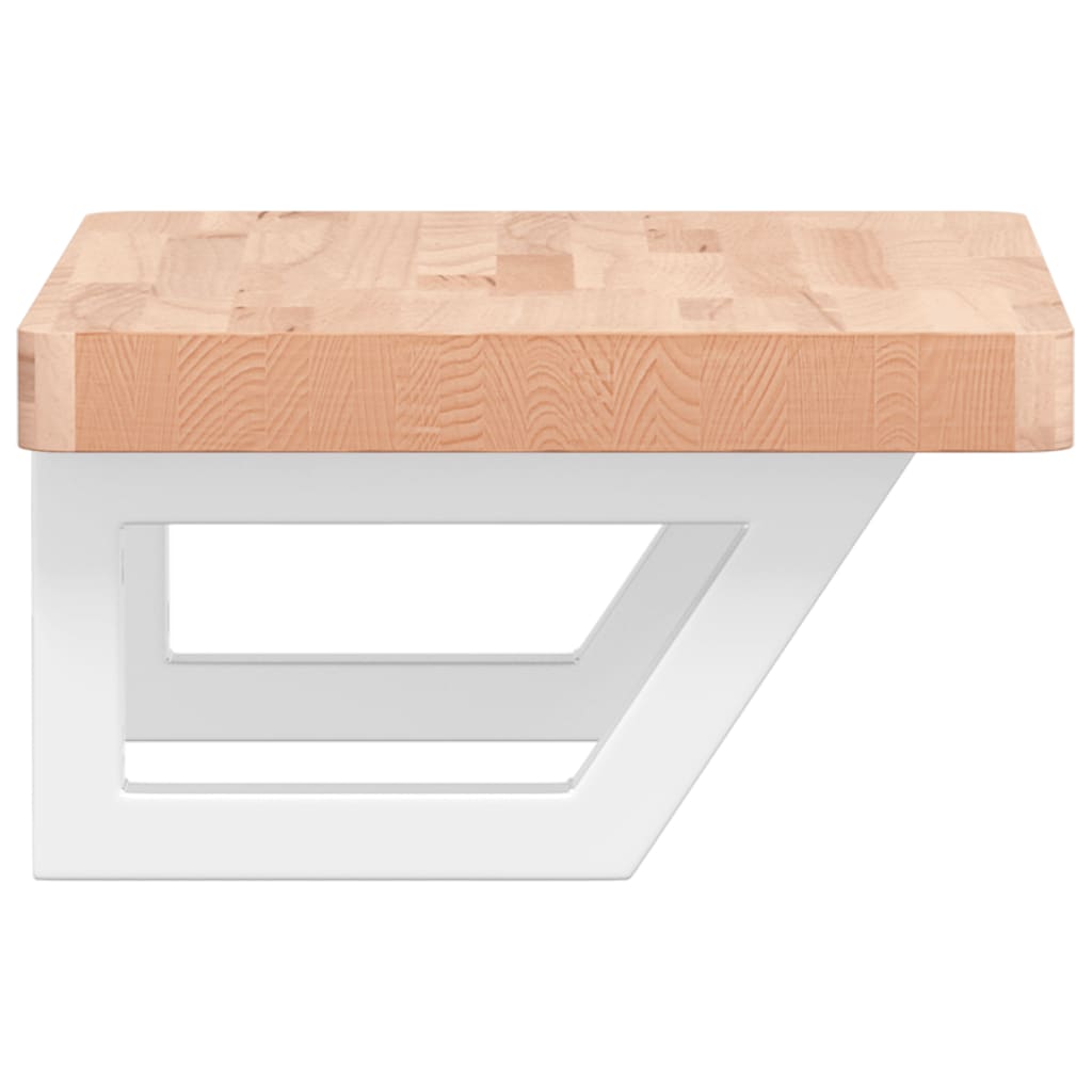 Waschbeckenregal Wandmontage Stahl und Massivholz Buche