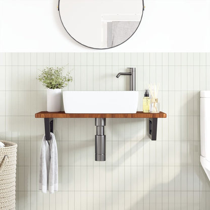 Waschtischplatte mit Halterung Stahl und Massivholz Eiche