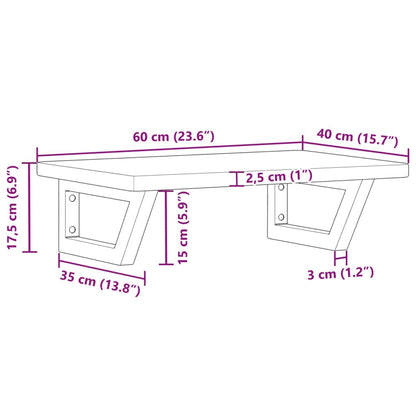 Waschtischplatte mit Halterung Stahl und Massivholz Eiche