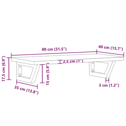 Waschbeckenregal Wandmontage Stahl und Massivholz Buche