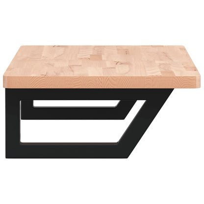 Waschbeckenregal Wandmontage Stahl und Massivholz Buche