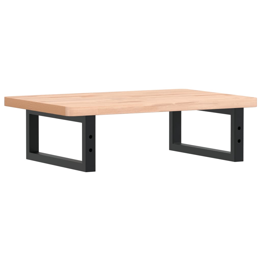 Waschbeckenregal Wandmontage Stahl und Massivholz Buche