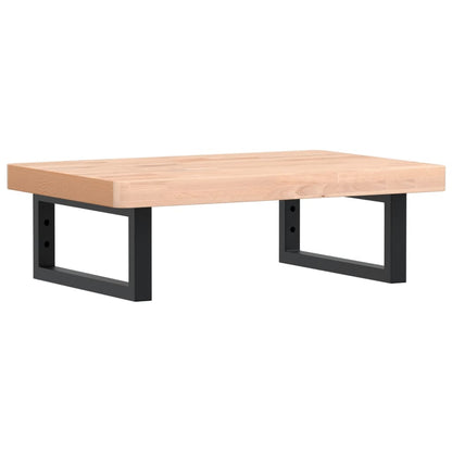 Waschbeckenregal Wandmontage Stahl und Massivholz Buche