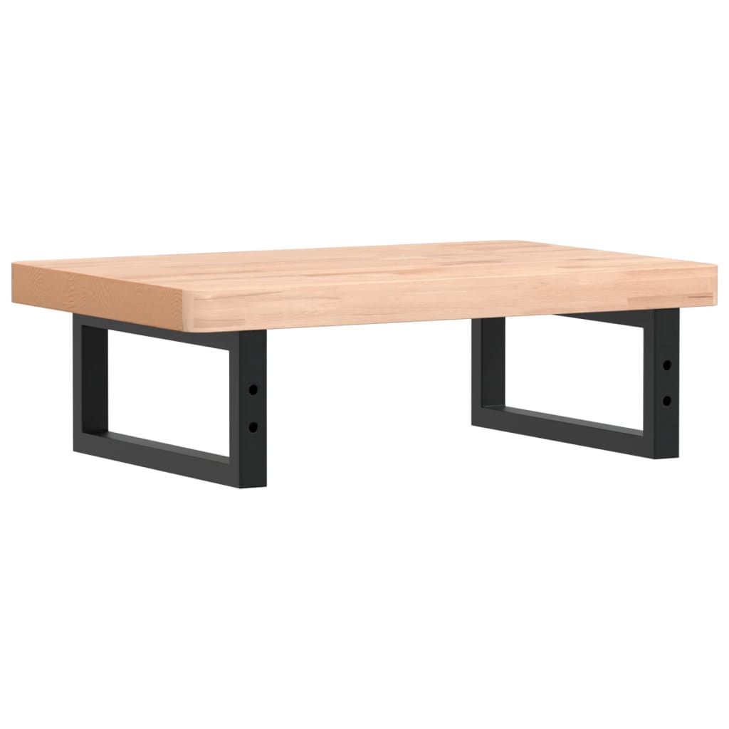 Waschbeckenregal Wandmontage Stahl und Massivholz Buche