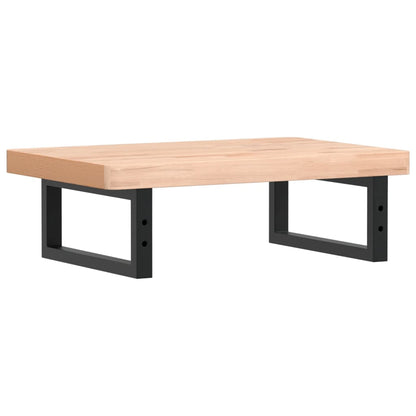 Waschbeckenregal Wandmontage Stahl und Massivholz Buche