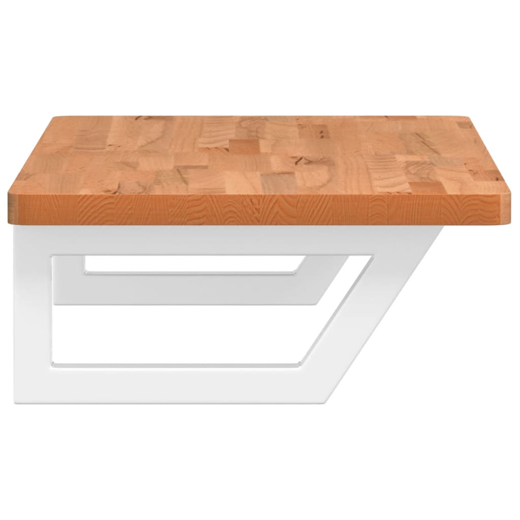 Waschbeckenregal Wandmontage Stahl und Massivholz Buche