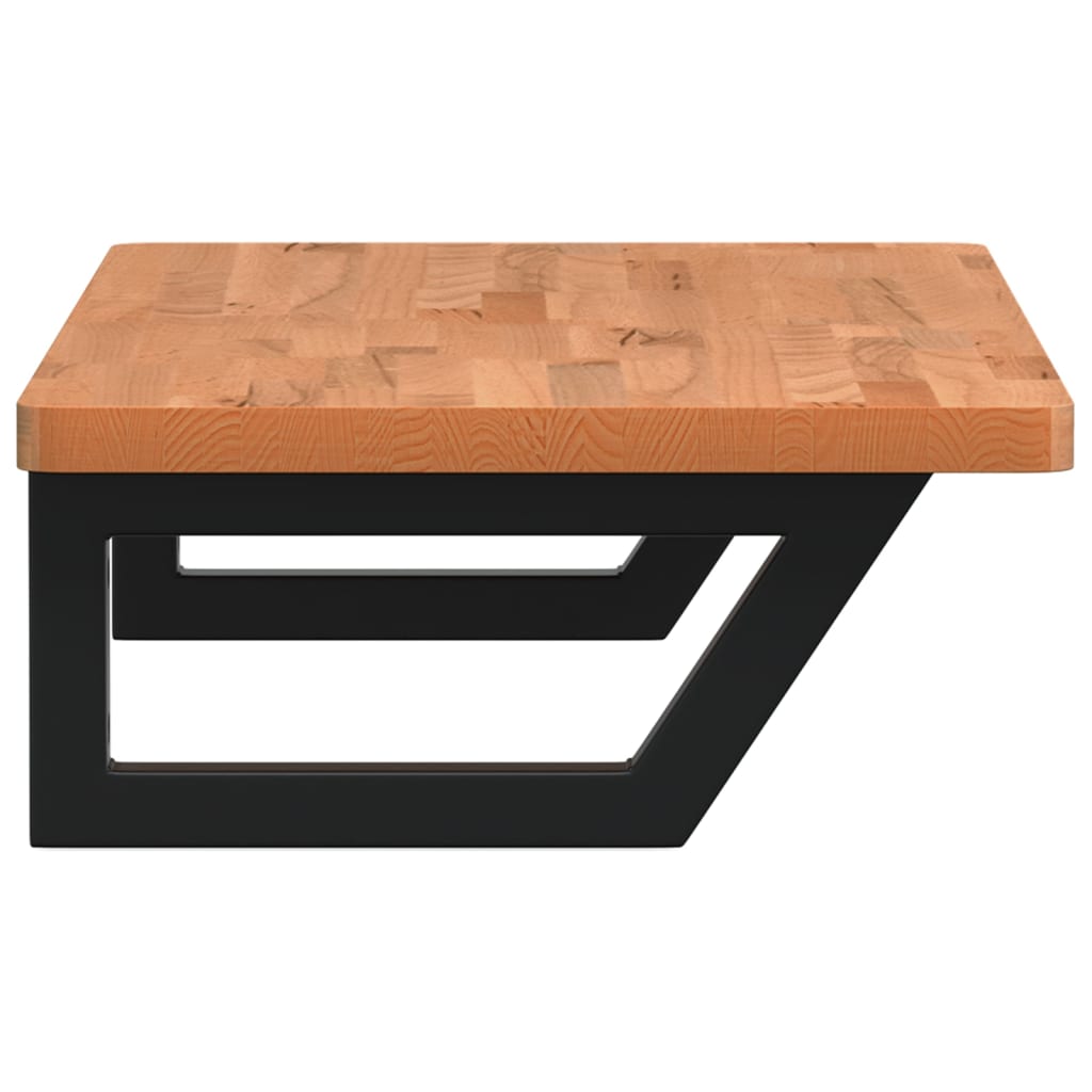 Waschbeckenregal Wandmontage Stahl und Massivholz Buche