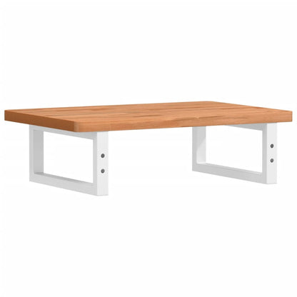 Waschbeckenregal Wandmontage Stahl und Massivholz Buche