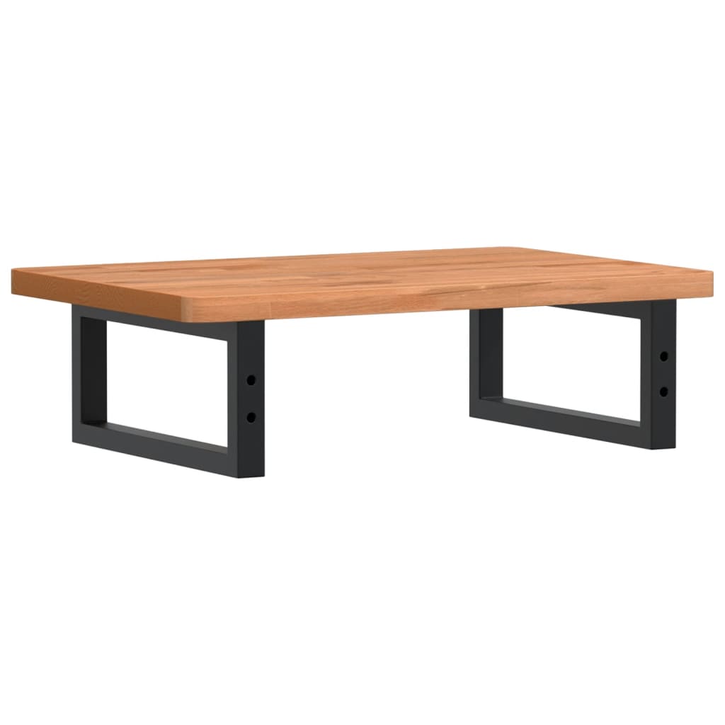 Waschbeckenregal Wandmontage Stahl und Massivholz Buche