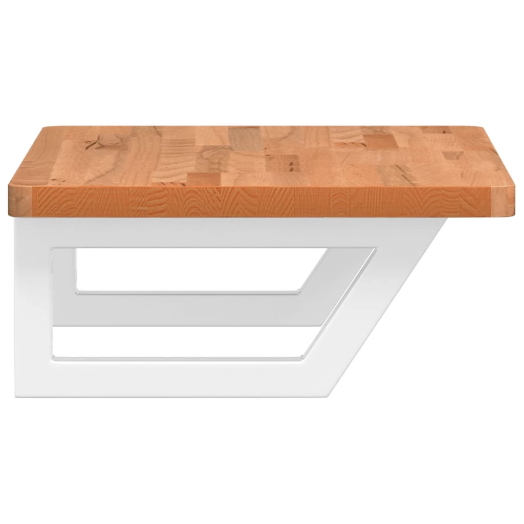 Waschbeckenregal Wandmontage Stahl und Massivholz Buche