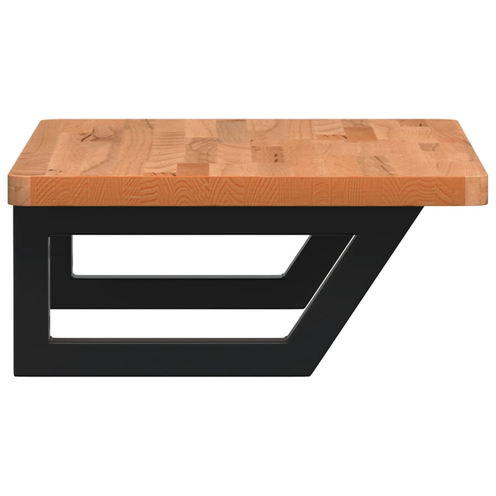 Waschbeckenregal Wandmontage Stahl und Massivholz Buche