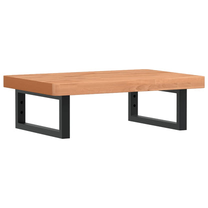 Waschbeckenregal Wandmontage Stahl und Massivholz Buche