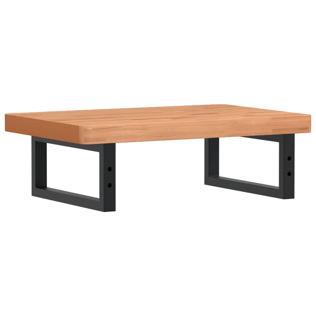 Waschbeckenregal Wandmontage Stahl und Massivholz Buche