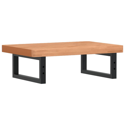 Waschbeckenregal Wandmontage Stahl und Massivholz Buche