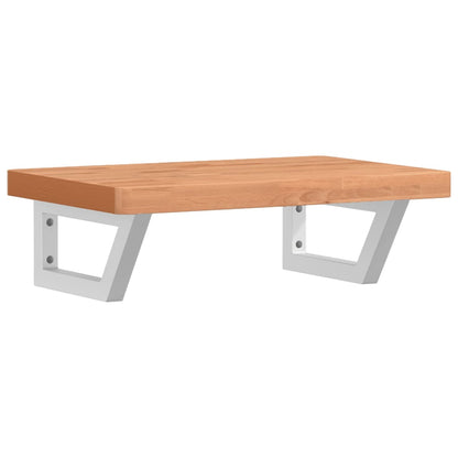 Waschbeckenregal Wandmontage Stahl und Massivholz Buche